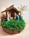 Miniature Nativity Scene with Natural Moss