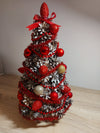 Handmade Christmas Tree with Fir Cones and Red Decorations