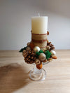 Rustic Candle Holder with Gold and Natural Decorations