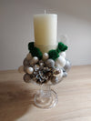 Elegant Candle Holder with Silver and White Globes