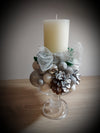 Elegant Candle Holder with Silver and White Globes