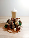 Festive Arrangement with Candle and Golden Flower