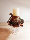 Rustic Candle Holder with Gold and Natural Decorations