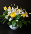 Spring Floral Arrangement with Yellow Tulips and Rose