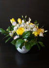 Spring Floral Arrangement with Yellow Tulips and Rose