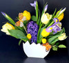 Spring Floral Arrangement in Decorative Vase with Butterflies and Chicks