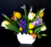 Spring Floral Arrangement in Decorative Vase with Butterflies and Chicks