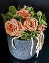 Floral Arrangement with Peach Roses in Ceramic Vase