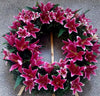 Funeral Wreath with Pink and Green Lilies
