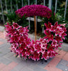 Funeral Wreath with Purple Chrysanthemums and Pink Lilies