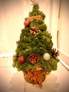 Decorative Christmas Tree with Moss and Ornaments