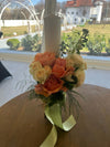 Decorative Candle for Wedding with Orange and White Flowers
