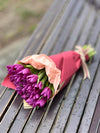 Bouquet of Purple Tulips in Elegant Packaging