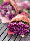 Bouquet of Purple Tulips in Elegant Packaging