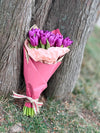 Bouquet of Purple Tulips in Elegant Packaging
