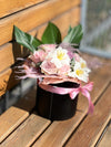 Pastel Floral Arrangement in Black Box with Pink Bow