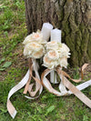 Set of Wedding Candles with Bouquets of White Roses
