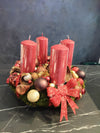 Aranjament de Crăciun cu lumânări „Crimson Glow”